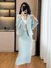 Women's Short Suit Jacket and Skirt Set - Professional Office Wear for Spring/Autumn 2025