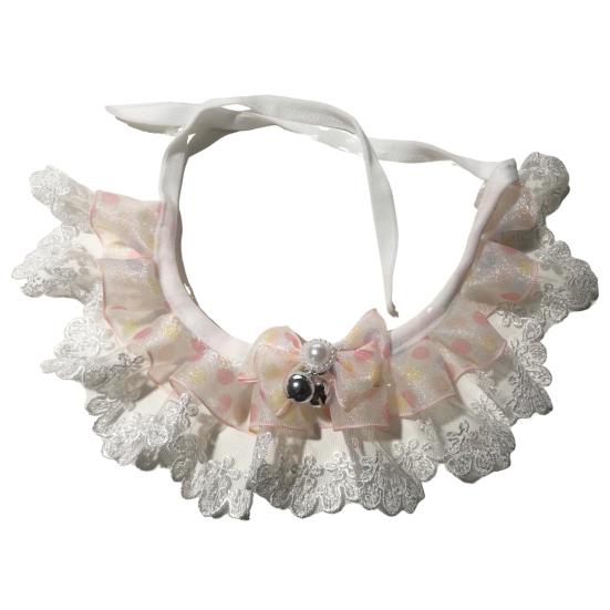 

1 комплект полотенец со слюной для домашних животных, кружевная строчка, мягкий искусственный жемчуг, декор для домашних животных XS розовый