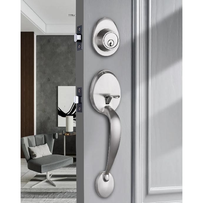 1 Set Zinc Alloy Door Locks European Style American Outdoor Door Lock Villa Entrance Door Large Handle Anti-theft Lock with Key
