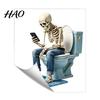 Self Adhesive PVC Wall Decals Funny Skeleton Toilet Cover Sticker, Self-Adhesive Waterproof Sitting On Decorative Ceramic Tile Stickers Seat
