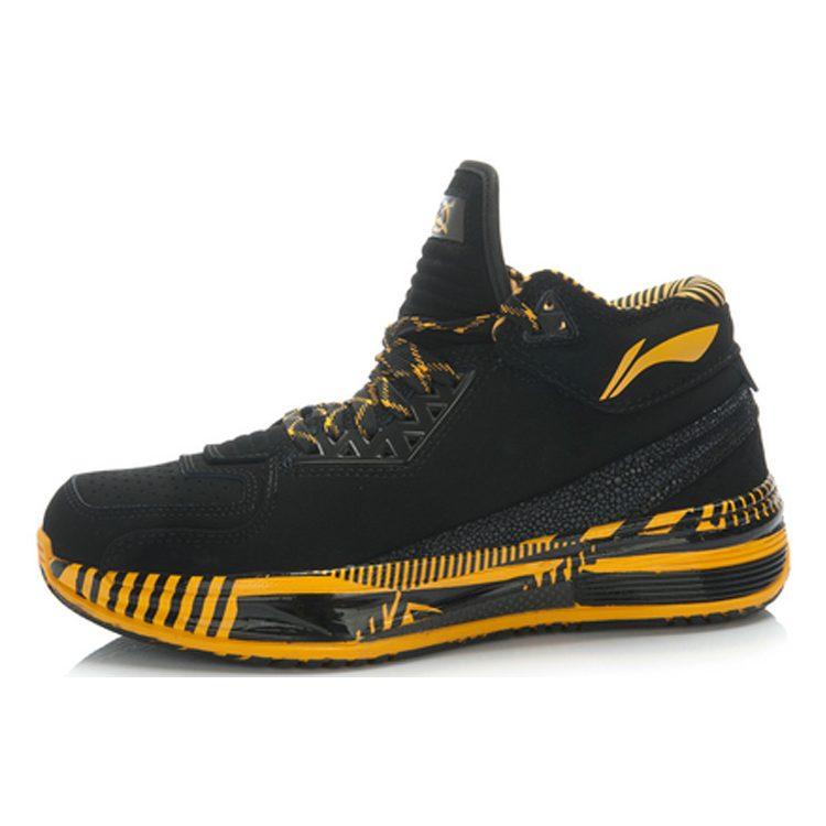 Li Ning WOW 2 Cushioning Abrasion Resistant Rebound Low Top Basketball Shoes Men's Black Yellow ABAH017-6