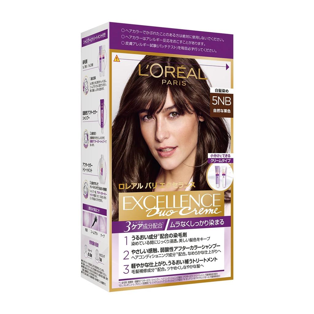 Paris Excellence R Cream Hair Natural Chestnut Brown L'Oreal Color, 5NB, (Quasi-drug)