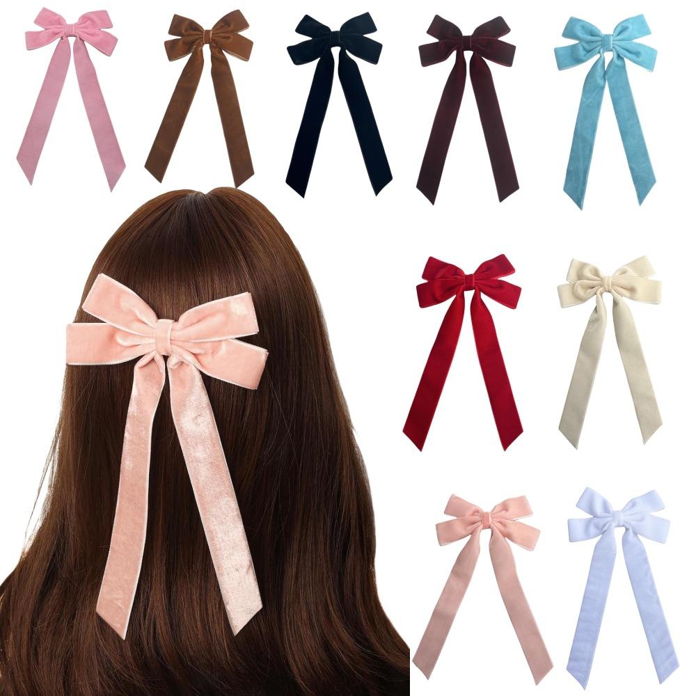 Trendy Velvet Bow Ribbon Hairpins Women Children Girls Hair Clips Pin Barrettes Accessories Hairclip Headdress Headwear Ornament