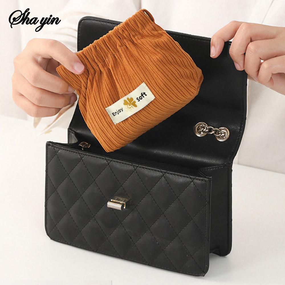 1PC Corduroy Clover Storage Bag Handheld Bag Bullet Storage Bag Lipstick Cosmetics Storage Bag Convenient Mini Wallet