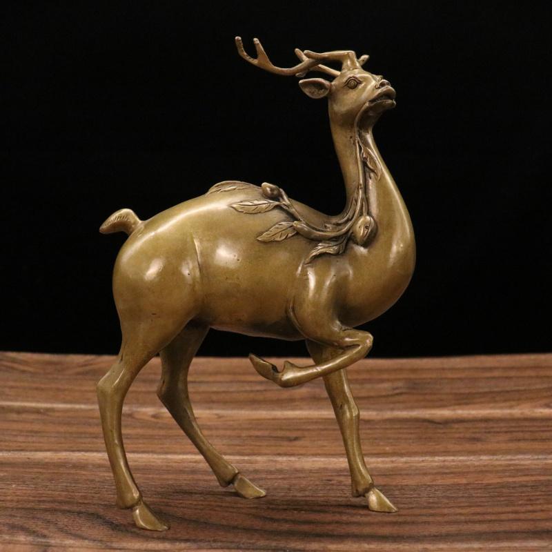 

Антична мідна квітка сливи олень процвітання багатство домашній вітальня офіс настільний прикраса подарунок орнамент Long17Wide7High23cm