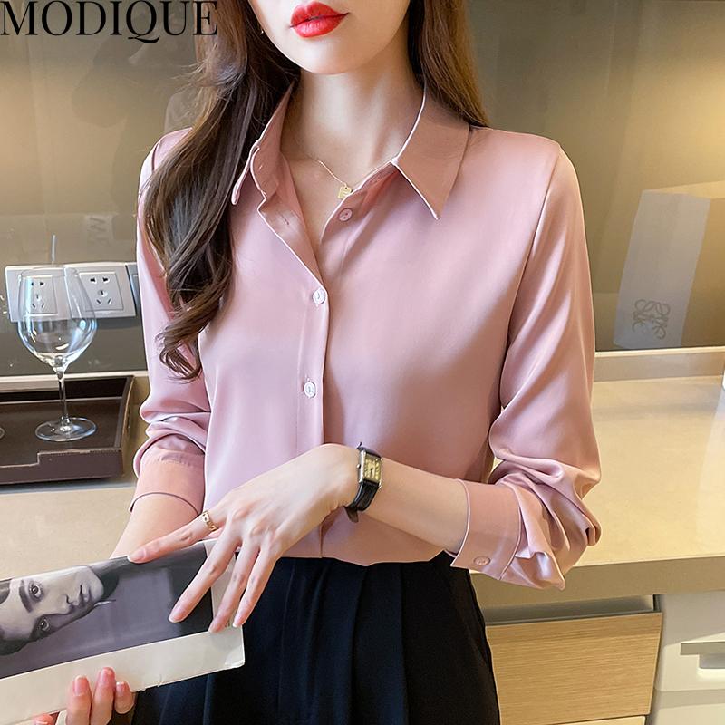 MODIQUE Spring Summer Plus Size Women Loose Casual Office Cotton Linen Chiffon Solid Color Blouse Shirts Lady Basics Oversize V-Neck Long Sleeve Coats