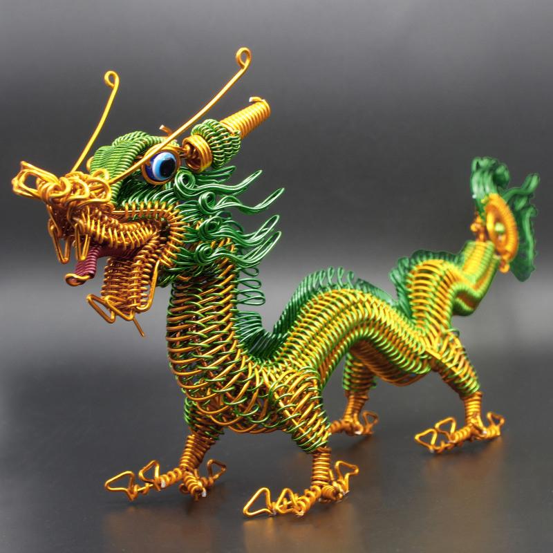Aluminiumdraht Großer Chinesischer Drache Mythische Tiere Metallornament Handgeflochten Maskottchen Feng Shui Souvenir Handwerkskunst Dekoration