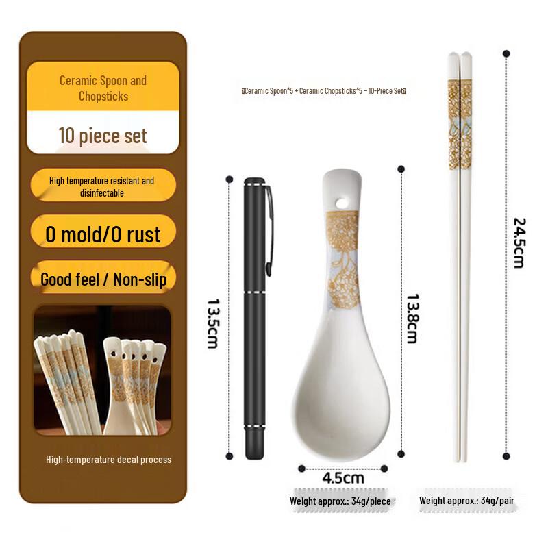 Ceramic Chopsticks and Spoon Set