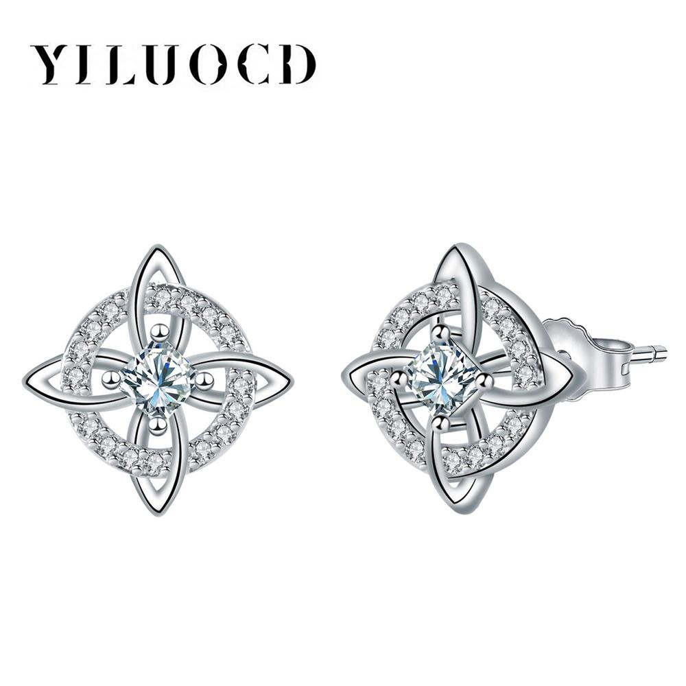 

925 Sterling Silver Nudo De Bruja Original Stud Earrings for Women Witches Knot Earrings with Zircon Protection Amulet Jewelry Silver Plated
