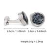 Blue Striped Round Silver Cufflinks for Men - New Arrival