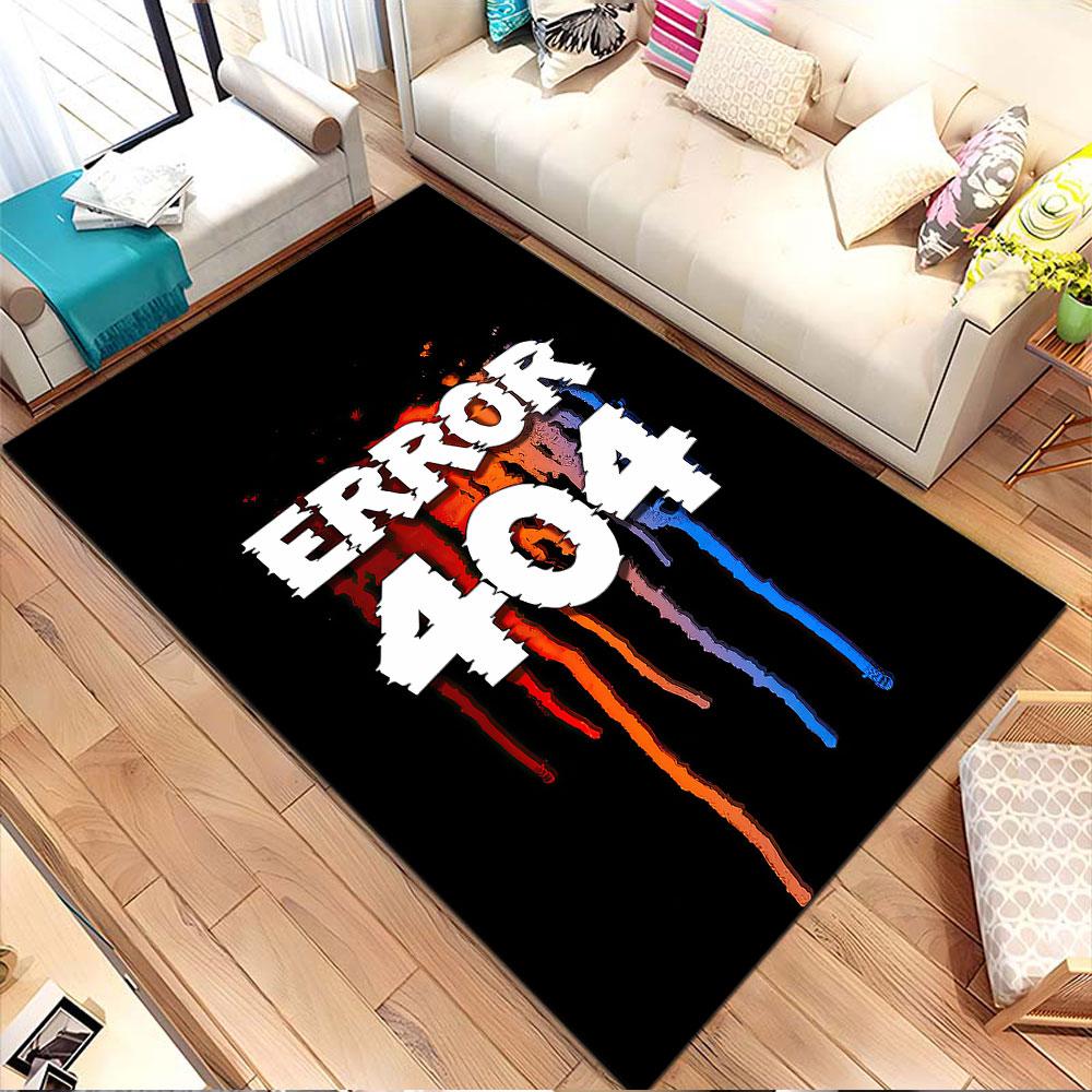 "Error 404 with Vibrant Drips Design" Patterned Carpet, Non Slip Mat Suitable for Living Room and Bedroom Sofas