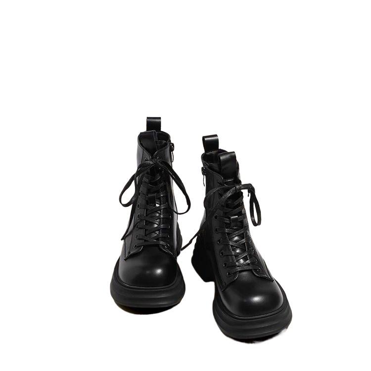 Martin boots women's 2025 new British brown boots spring and autumn single boots heightened platform short boots thick velvet snow boots