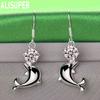 925 Sterling Silver AAA Zircon Dolphin Piercing Earrings Fashion Charm Wedding Jewelry