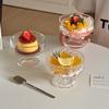 High Foot Glass Ice Cream Cup Round Nordic Style Creative Transparent Design Milk Fruit Yoghurt Bowl Cup Drinkware Home Applies