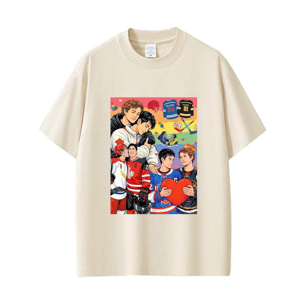 Heated Rivalry Shane Hollander Ilya Rozanov Print Tshirt Men Women Oversized Crewneck T Shirts Male Fashion Vintage Streetwear