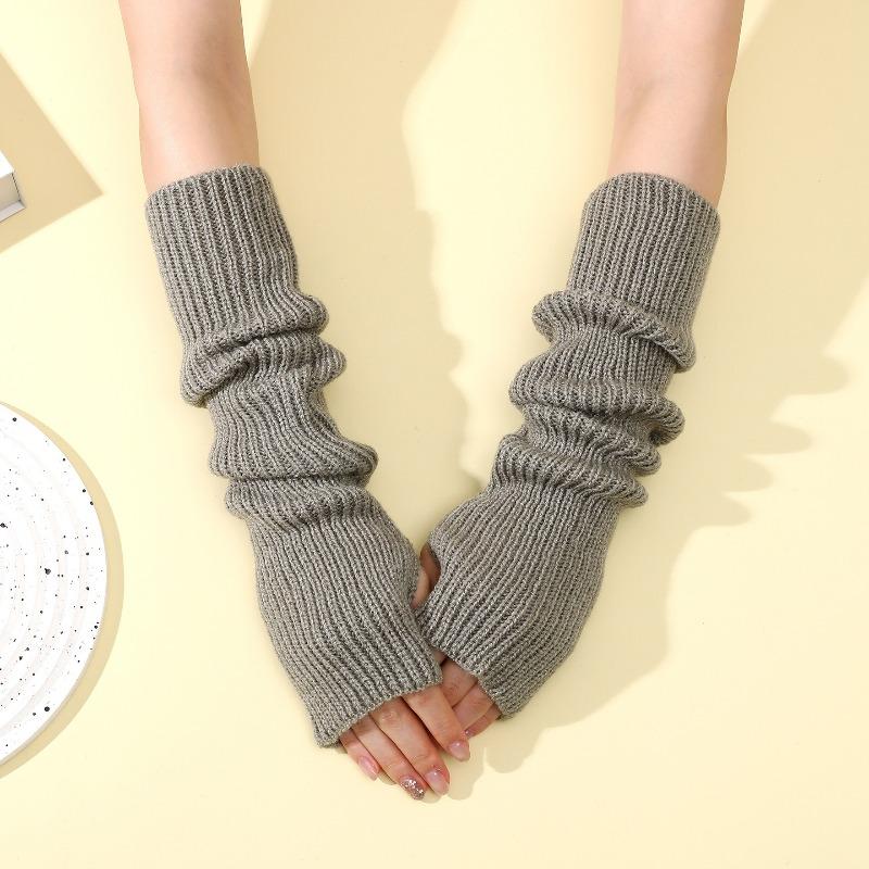 Botvotee Arm Warmers Free Shipping Sleeves for Women Y2k Accessories Knit Warm Winter Extend Sleeves Fingerless Gloves Black