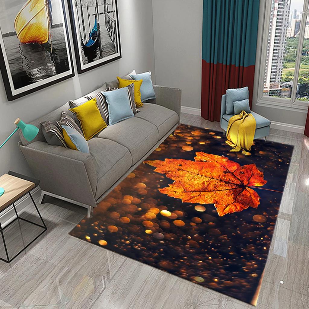 3D Colorful Leaves Carpet for Bathroom Entrance Door Anti-slip Floor Mat Kitchen Rug Mat for Living Room Bedroom Decor Area Mats