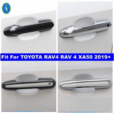 Uhlíková vlákna / Lesklé autodoplňky Rám krytu kliky dveří Rám kliky dveří Sada lišt Pro TOYOTA RAV4 RAV 4 XA50 -