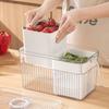 Food Storage Box with Compartmented Design Clear Body Ribbed Sidewall Kitchen Organizer for Household Shelf Storage