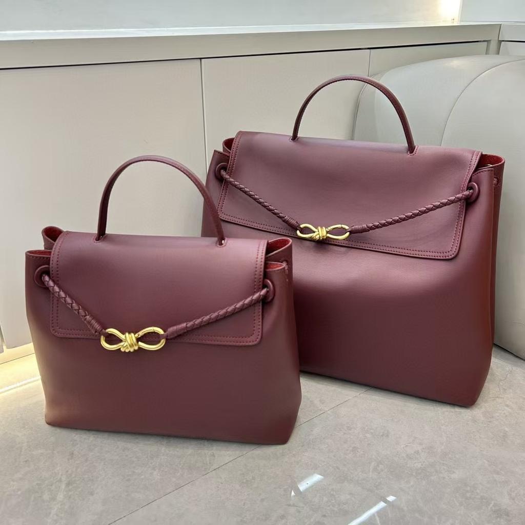 Cross-border explosion Andiamo leather handbag 2025 new old money style high-end women's cowhide tote bag