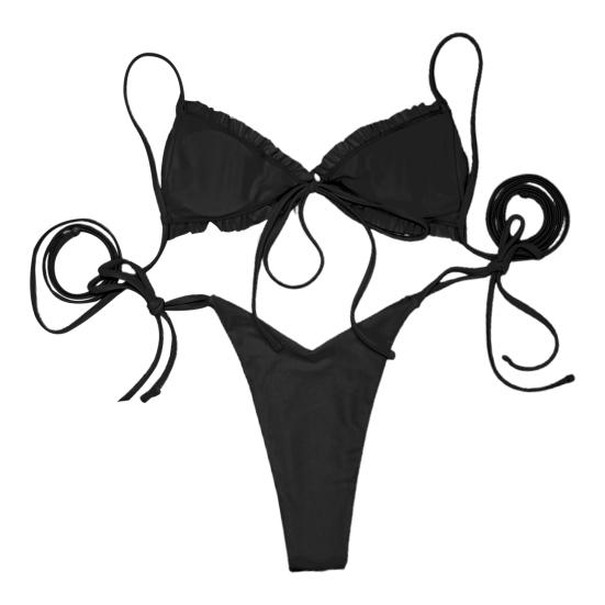 2 ks/sada Bikini set Jednobarevný Plisovaný Univerzální Měkké Plavky
