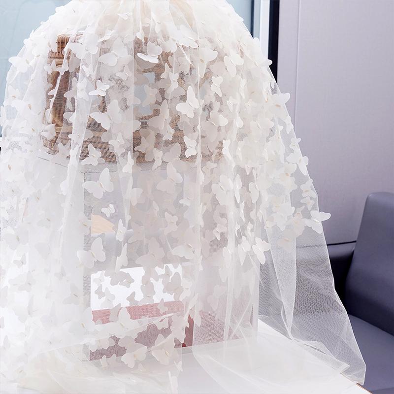 1 Yard Embroidered 3D Butterfly Mesh Lace Fabric for for Diy Children's Clothing Women's Wedding Dress Apparel Sewing Fabric New