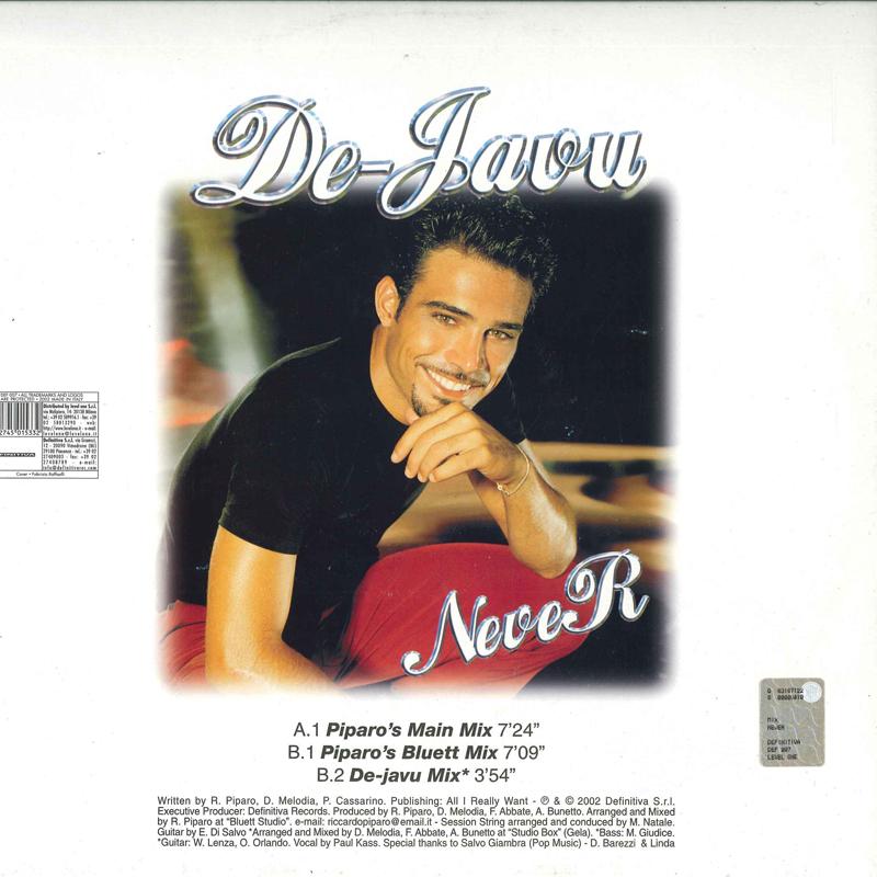 

12inch Record DE-JAVU - Never DEF007 DEFINITIVA 2002 Italy Dance & Electronica Used