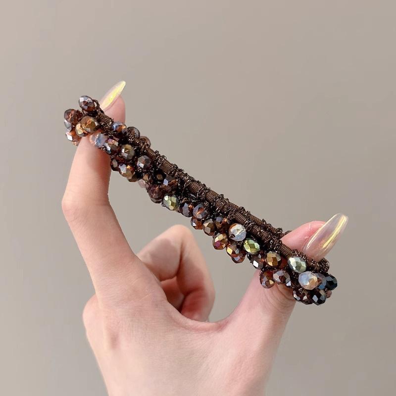 Shiny Crystal Woven Hair Band High Ponytail Elegant Hair Rope Rubber Band Chic Hair Ties Hair Accessoires Elastic Hair Bands