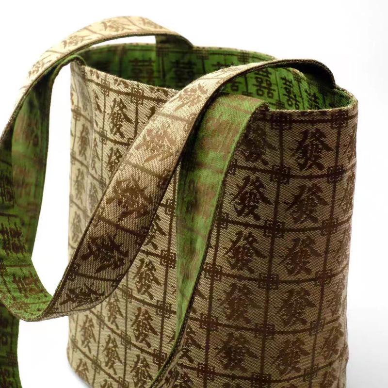 Full of Wealth, Rich Bag, Green Handmade Underarm Cloth Bag, Shoulder Zipper Bag, Niche