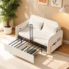Convertible Sleeper Sofa 3-In-1 Bed, Boucle Loveseat with Put Out Bed And Drawer, Couch Love Seat Side Pockets, 2 Pillows, USB Ports Gold Metal Legs,