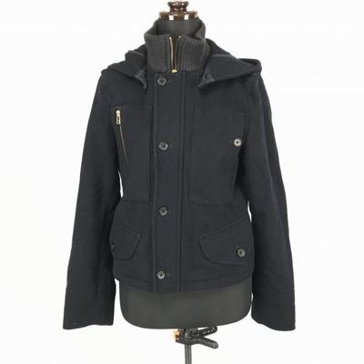 Made In Japan UNITED ARROWS/Raincheetah Full-Zip Wool Jacket Short Coat 38 Women Navy Detachable Hood(USED)