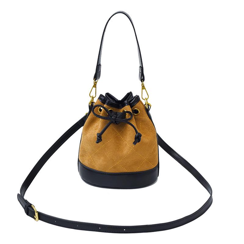 2025 High-End Color Block Retro Bucket Bag - Handheld, Single Shoulder, Crossbody