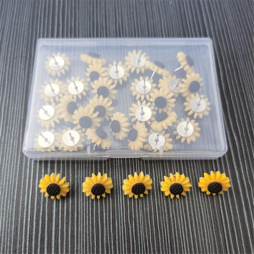1 Box Thumbtack Sunflower Shape Push Pins Thumb Tacks Decoration Tack Board Bulletin Board Pins Drawing Office Binding Supplies