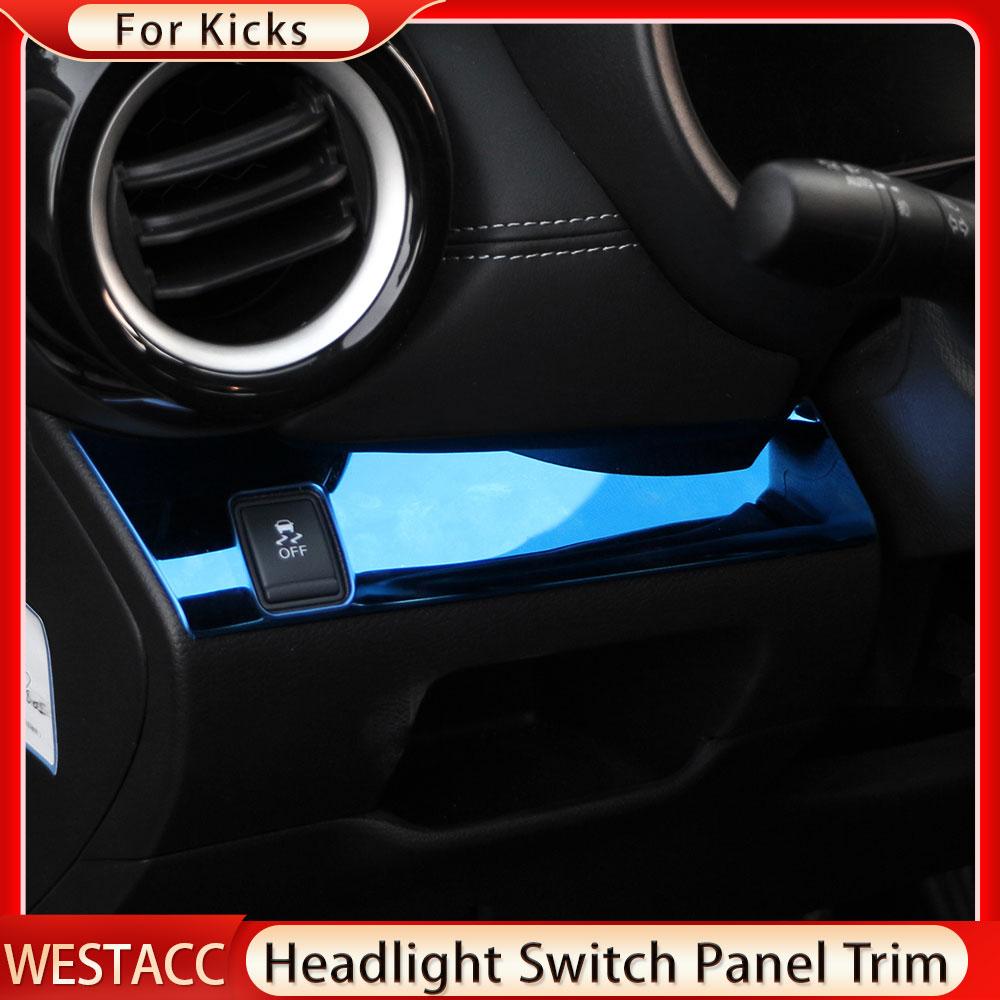 Stainless Steel Car Headlight Switch Button Panel Cover Decoration Sticker Trim for Nissan Kicks 2017 - 
