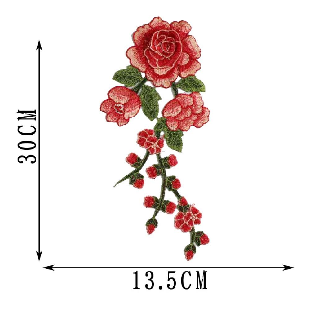 1 Pair Red Rose Flower Patch Multi-color Sew On Patch Floral Patches  Crafts Clothing Accessories