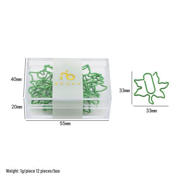Maple Leaf Green Metal Paper Clips for Office and File Organization