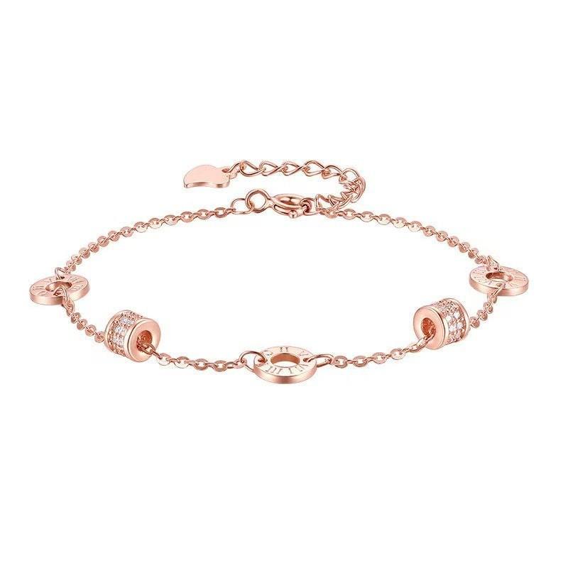 Sterling Roman Numeral Waist-Shaped Bracelet Women Rose Gold Minimalist Elegant Daily Wear