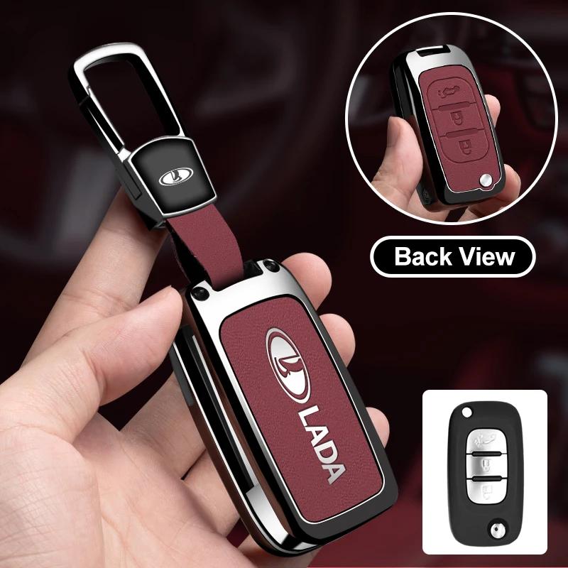 Car Zinc Alloy Key Case Bag For Lada Vesta Niva Samara Kalina Largus Priora Xray Granta Cross Key Shell Decoration Accessories