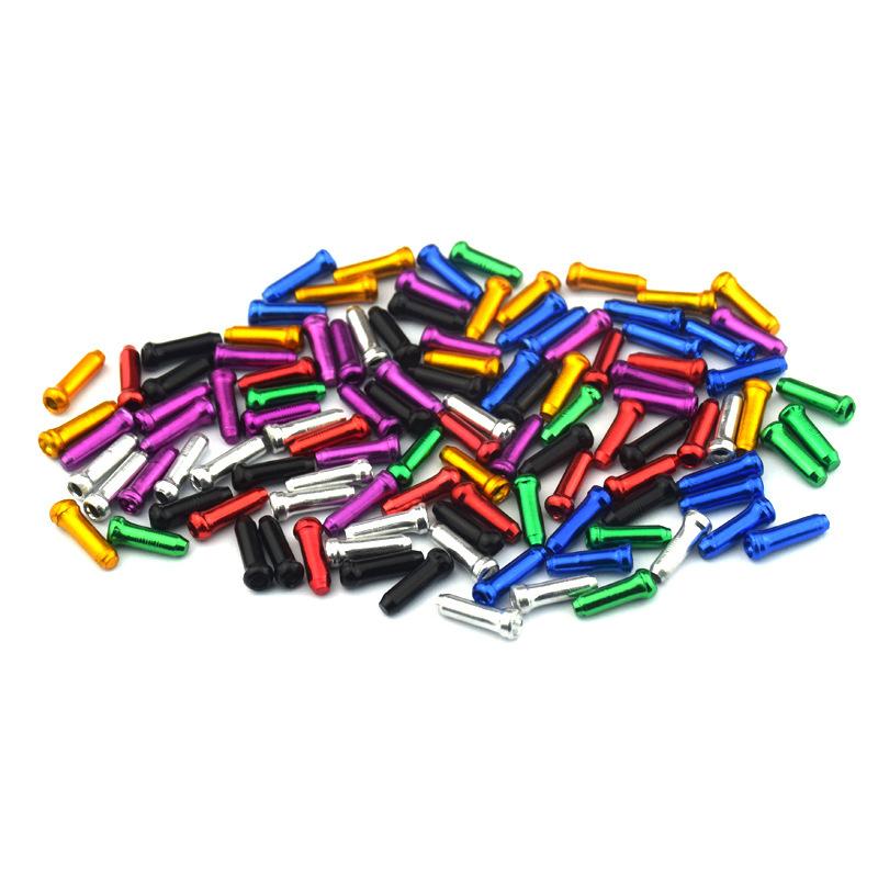 100 Stück Mountainbike Variable Speed Drahtkern Aluminium Endkappe Fahrrad Zubehör Aluminiumlegierung Farbige Bremskabel-Kernkappe