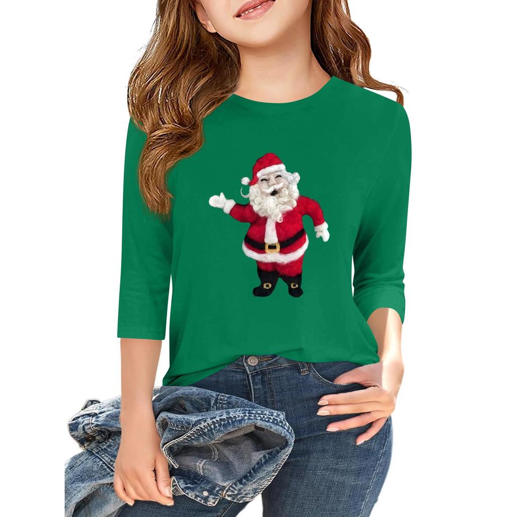 Children's 3/4 Sleeve Independence Day Printed Round Neck Casual T-shirt