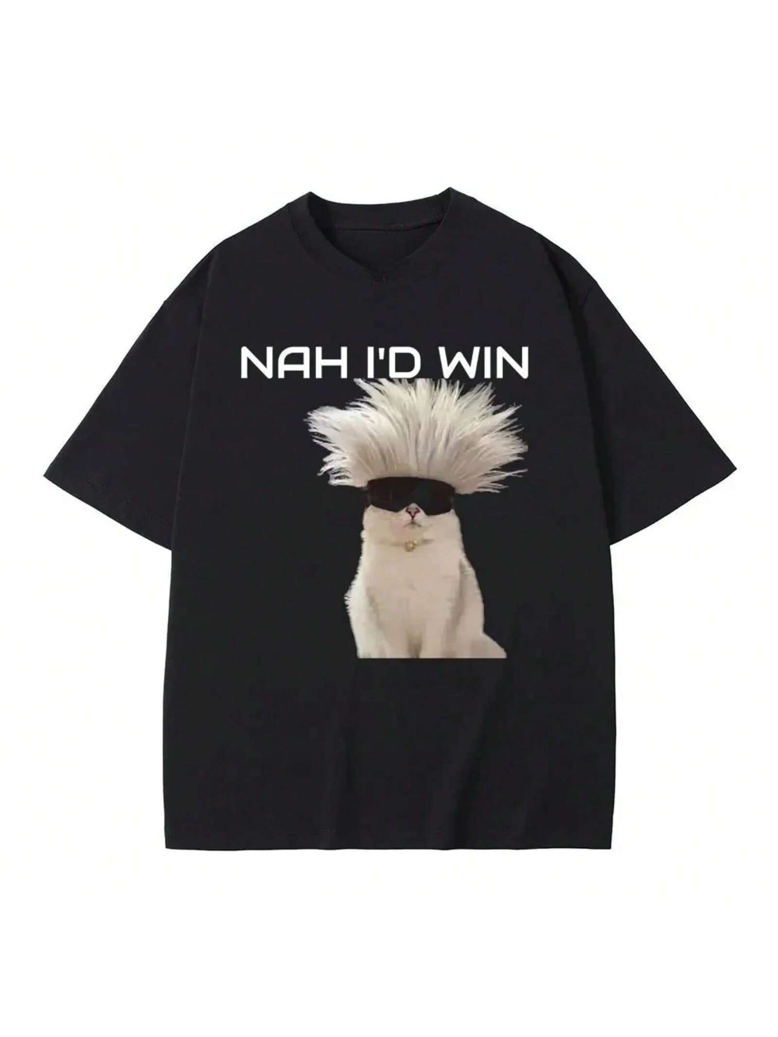Nah I d Win T-Shirt Funny Cat Meme Tshirt Men Women Fashion Casual Oversized T Shirts Short Sleeve Summer Women Pure Tees S разноцветный