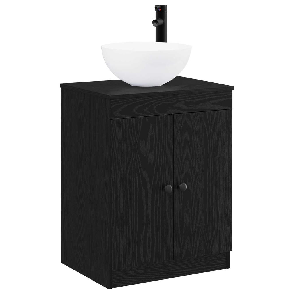 Bathroom Furniture Set Black Oak Engineered Wood