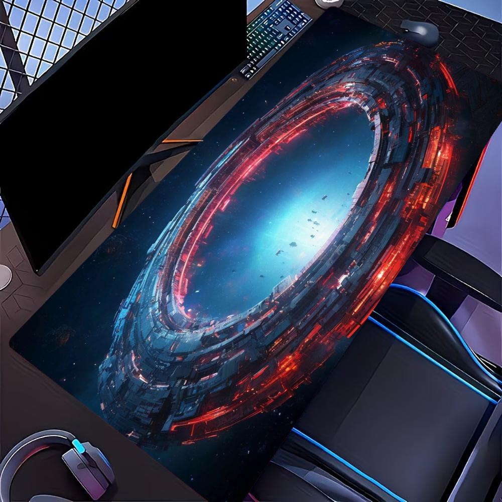 Dark Space Large Gaming Mouse Pad XXL Orbital Earth Deskmat Non-Slip Rubber Game Mouse Mat Computer Keyboard Mats Big Gamer