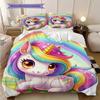 Cartoon cute fantasy unicorn bedding, duvet cover, pillowcase, home decoration, birthday gift (1 * duvet cover+2 * pillowcase, coreless)