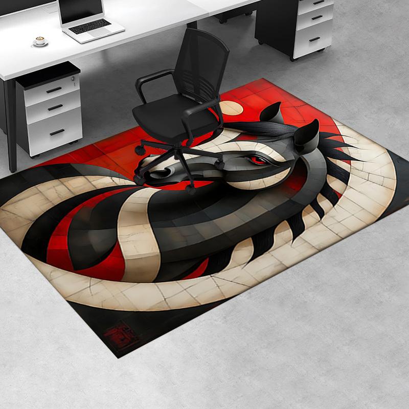 Black Horse Theme Office Carpet Chair Mat: Large Size, Home Decor Rug for Sofa and Floor, Perfect Gi