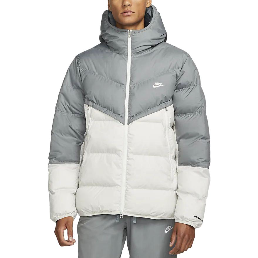 Nike Primaloft® Jacket Color Block Logo Print Zipper Hooded Loose Long Sleeve Jacket Men jackets Gray DR9605-084