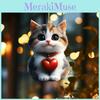 Cat Acrylic Heart Car Decoration Keychain Fun Style Vehicle Interior Pendant