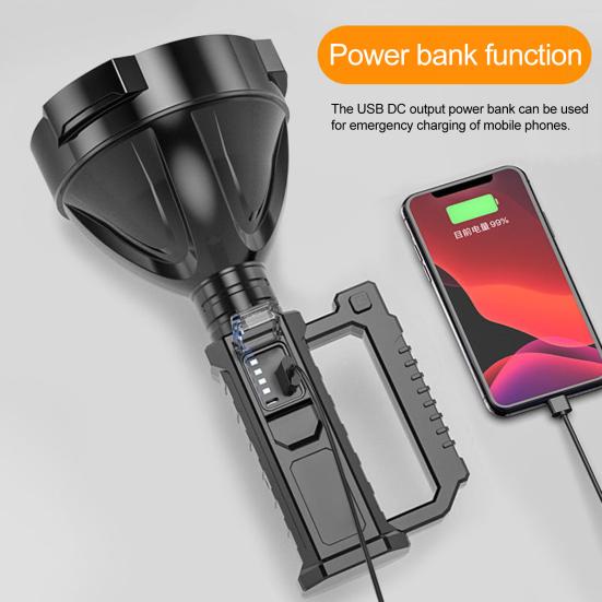 USB Rechargeable Searchlight High-Lumen Handheld Flashlight with Tripod Stand Waterproof Shockproof Outdoor Searchlight for Camping Hiking Emergency