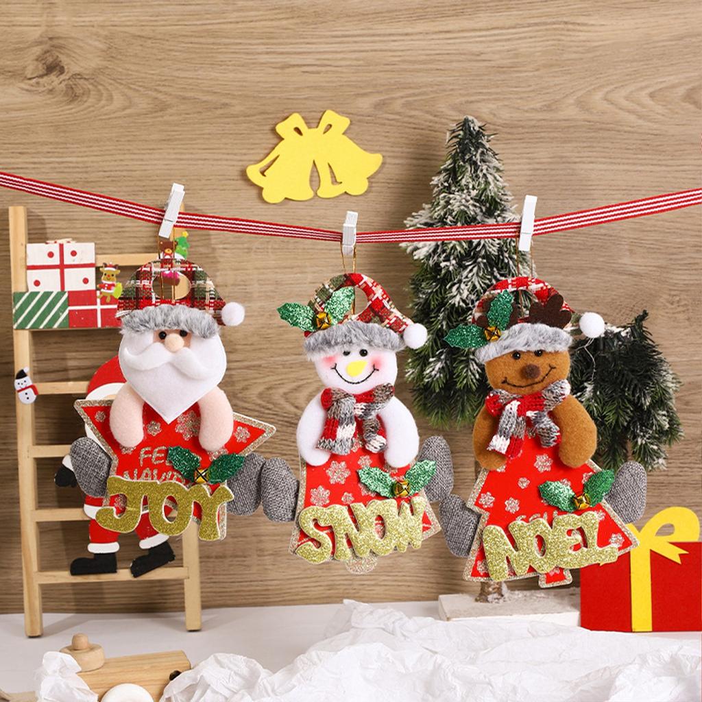 New Christmas Tree Cartoon Pendant Accessories Santa Claus Doll Fabric Letter Small Pendant Christmas Ornament Supplies navidad
