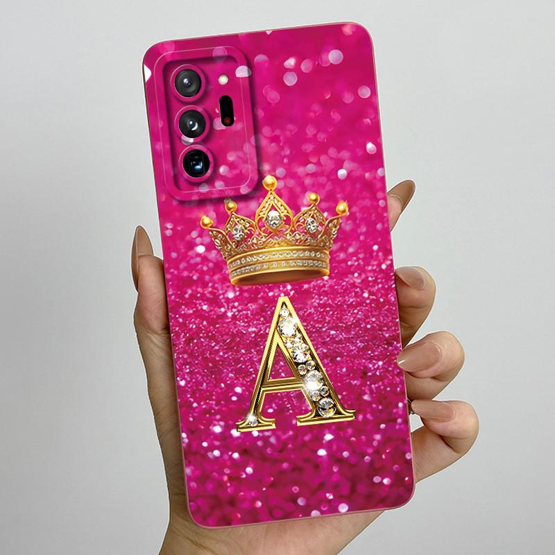 Case For Samsung Galaxy Note 20 Ultra Luxury Crown Letter Liquid Silicone Back Cover Soft Funda For Samsung Note20 20Ultra Coque